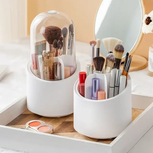 360° Makeup Brush Case with Sliding Door- 100% Dustproof Brush Holder Organizer